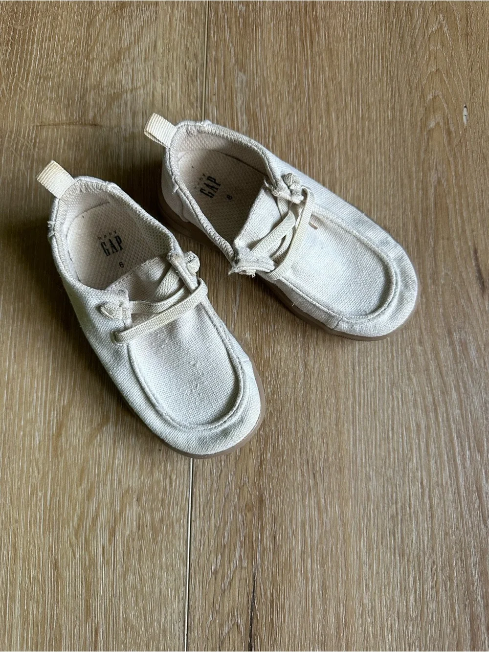 GAP Kids Canvas Slip-Ons in Cream and Tan Rubber